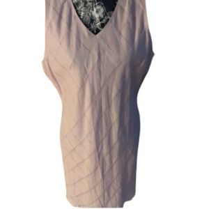 Sherry Taylor size XL pink v-neck sleeveless dress linen like bias cut